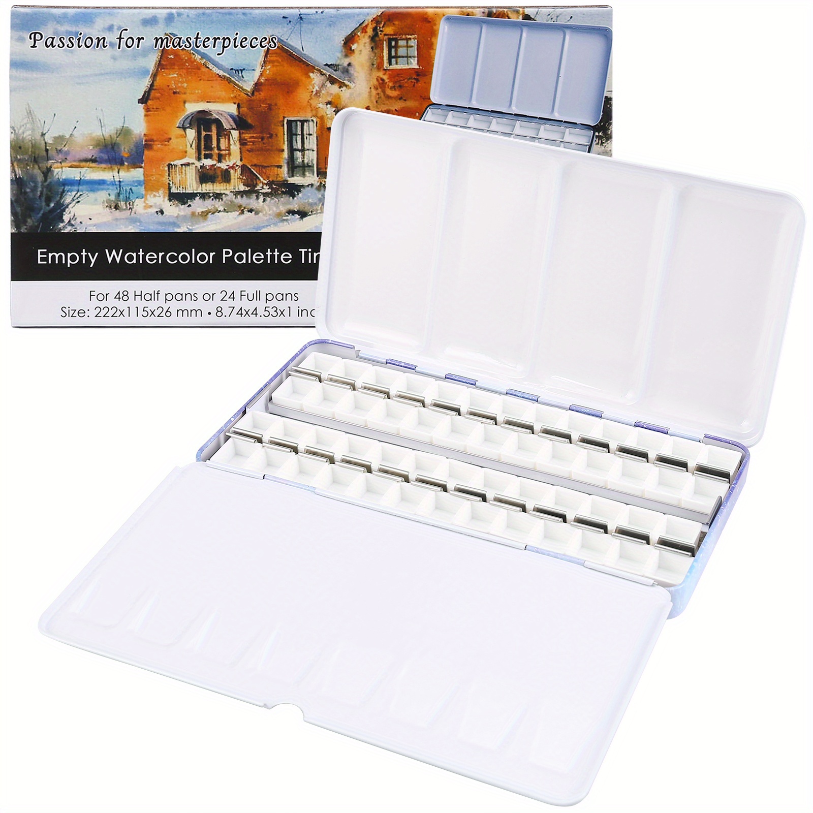 Empty Watercolor Palette 52 Empty Watercolor Half Pans Plein Temu