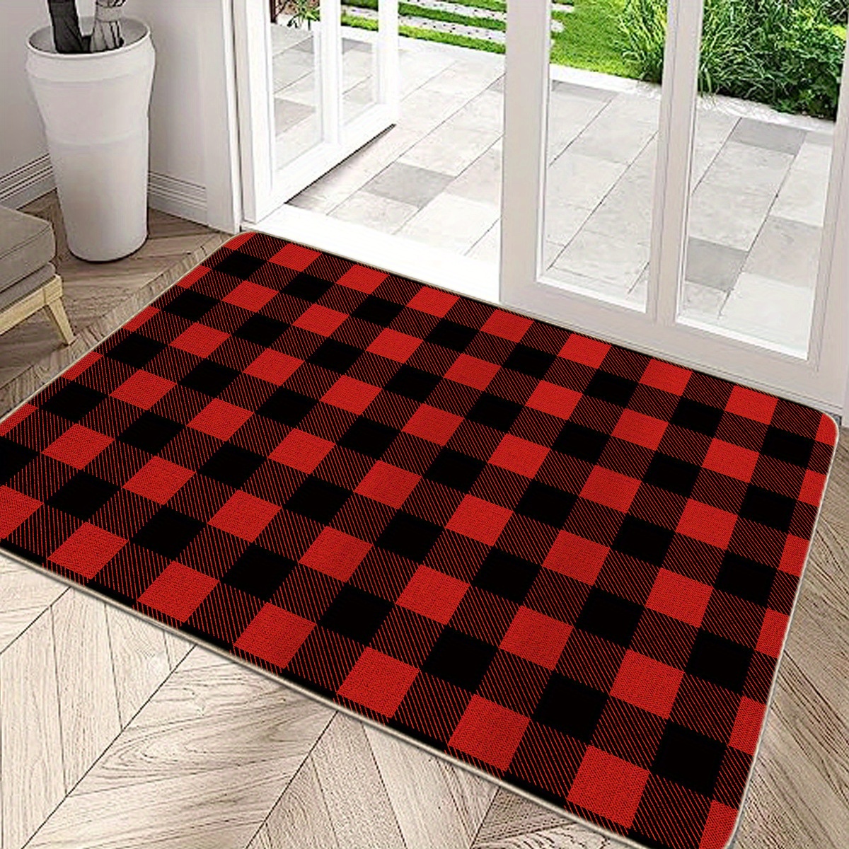 Alfombra infantil de estilo cuadros rojo y blanco, antideslizante, con  textura de mantel para interiores, lavable a máquina, transpirable,  duradera