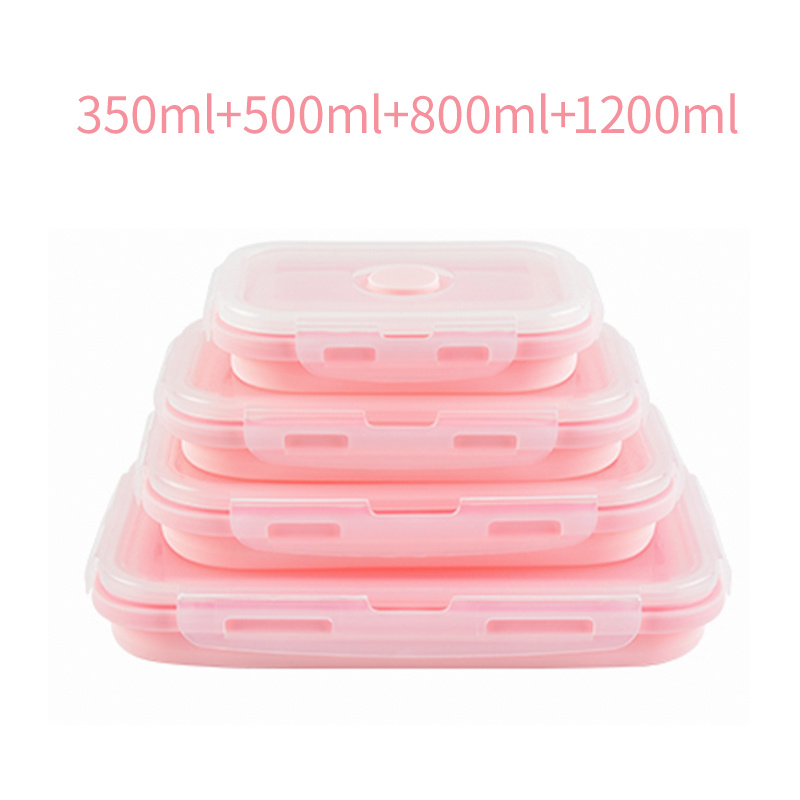 350/500/800/1200ml Silicone Bento Box Collapsible Portable Lunch Box for  Food Dinnerware Food Grade Folding Silicone Container