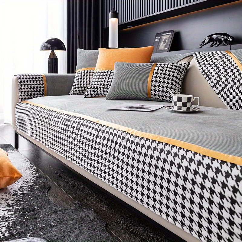 Short Plush Sofa Slipcover Modern Non slip Sofa Cover