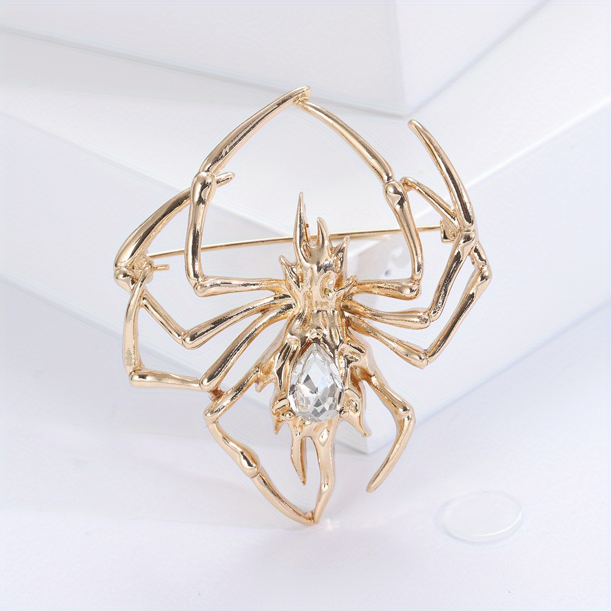 Vintage Style Spider Shape Alloy Brooch Pin Inlaid Colorful Shiny