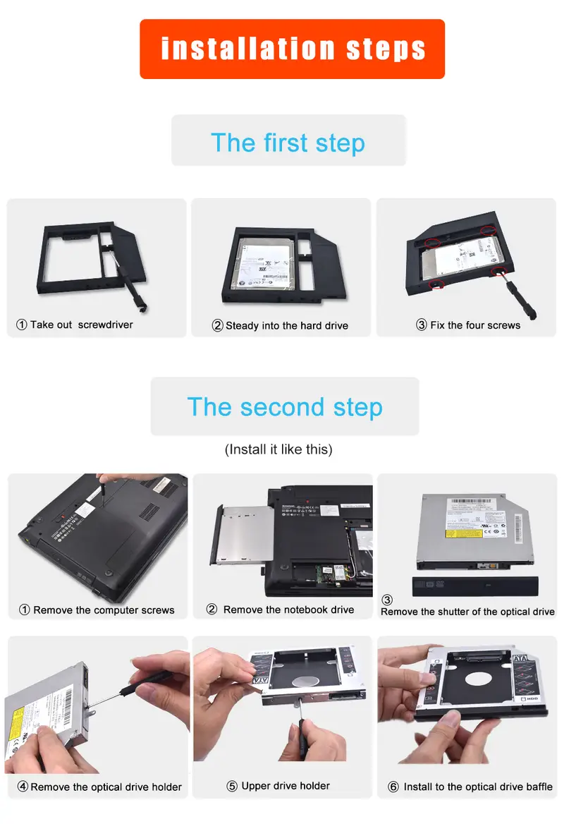 2nd Hdd Caddy プラスチック SSD To SATA 9mm 12.7mm ハード ド - Temu Japan