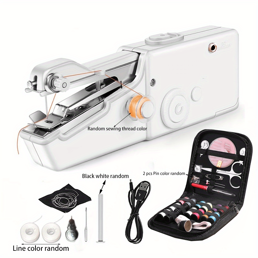 INNE Portable Mini Hand Sewing Machine Household Electric Quick Repair  Clothes Straight Stitch Needlework Tool DIY Accessories