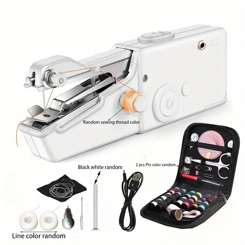 Portable Mini Hand Sewing Machine Quick Handy Stitch Sew Needlework Cordless  Clothes Fabrics Household Electric Sewing Machine DYI 