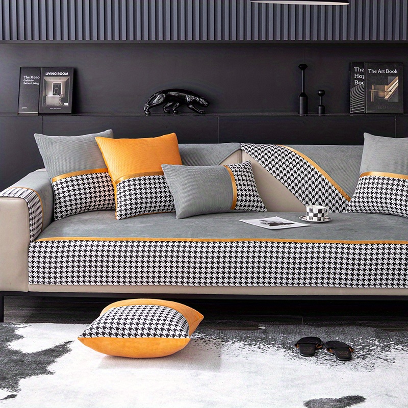Short Plush Sofa Slipcover Modern Non slip Sofa Cover
