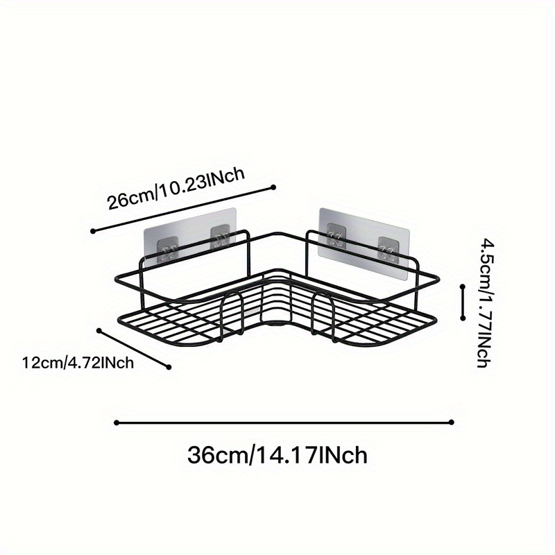 1pc Iron Bathroom Storage Rack, Simple Black Corner Shelving Storage Unit  For Bathroom Laundry