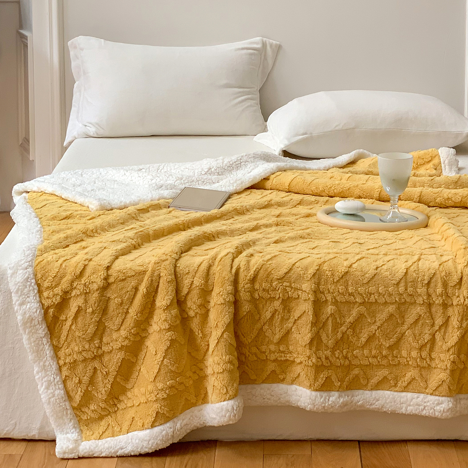 Mustard quilted online throw