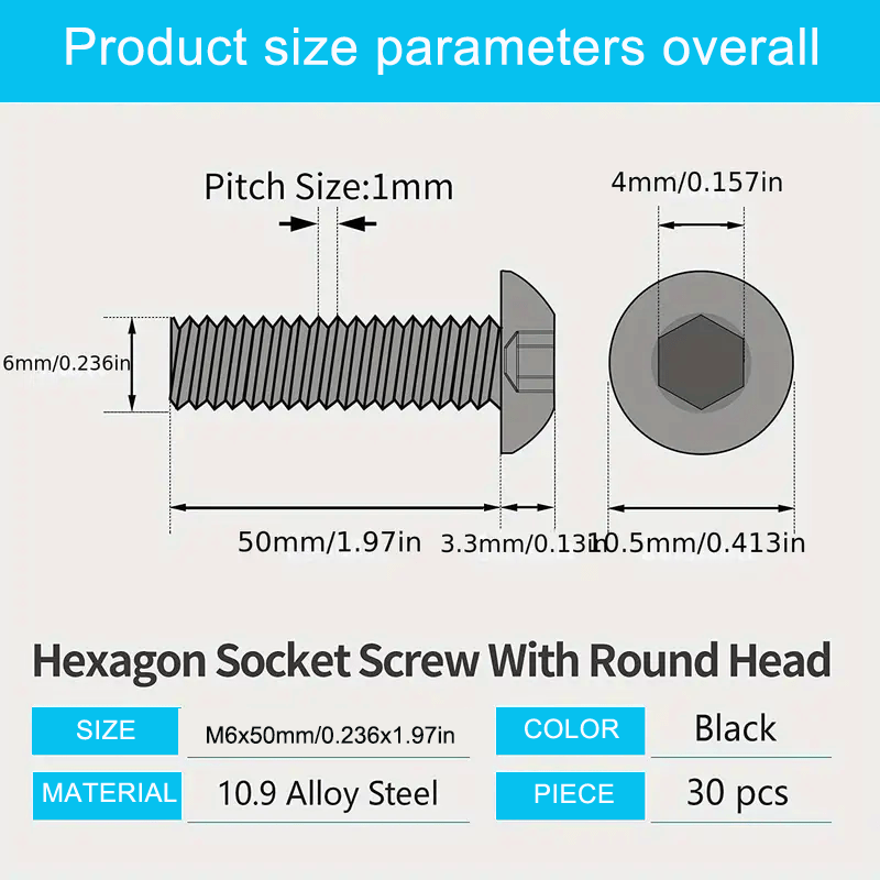 M6 Button Head Socket Screws Bolts 10.9 Grade Alloy - Temu Canada