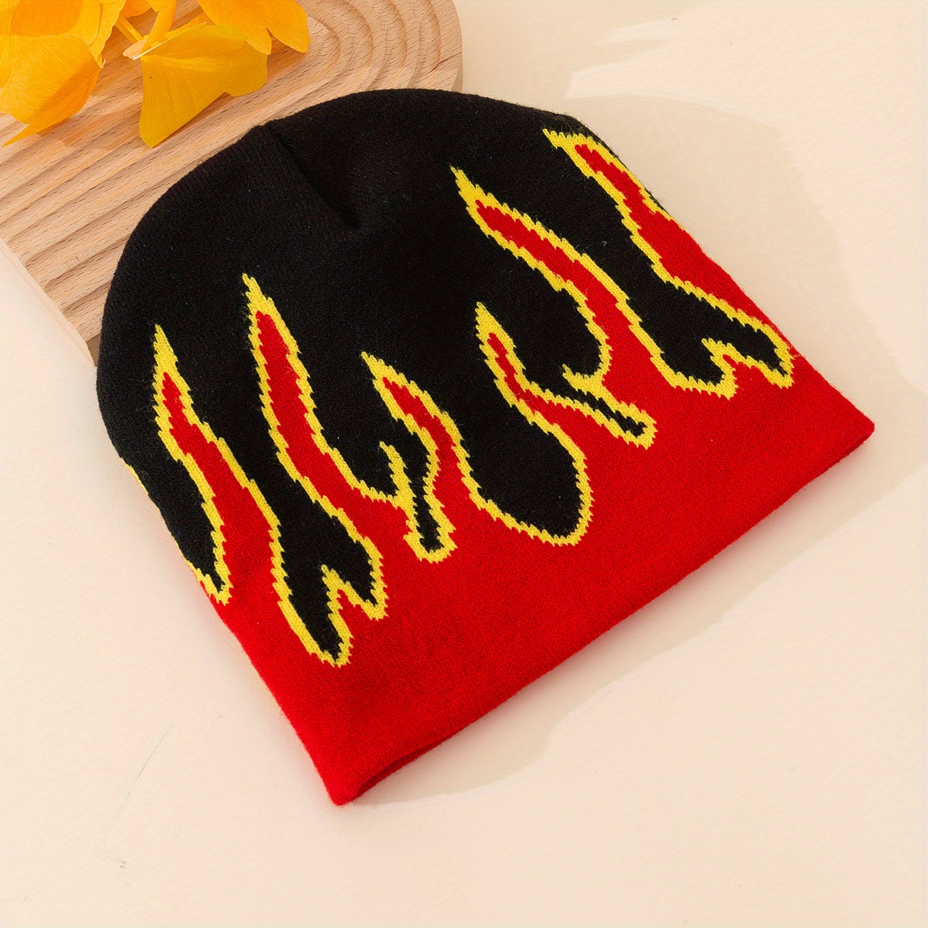 Trendy Y2k Fire Pattern Thermal Knit Hat Ear Protection - Temu