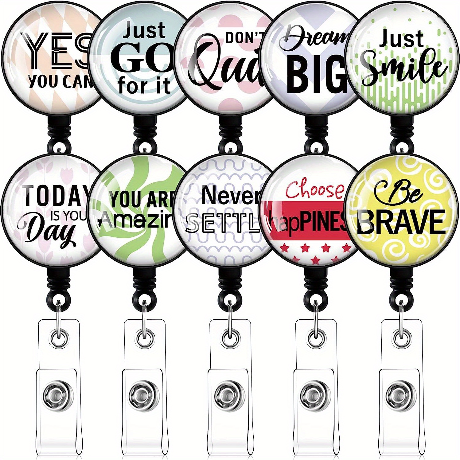 Motivational Retractable Badge Holders Id Badge Reel Clip Id