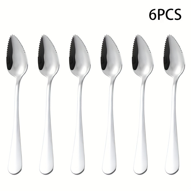 Serrated Grapefruit Spoon Set - Mirror Finish Tableware for Citrus Fruits  and More（6 pieces）