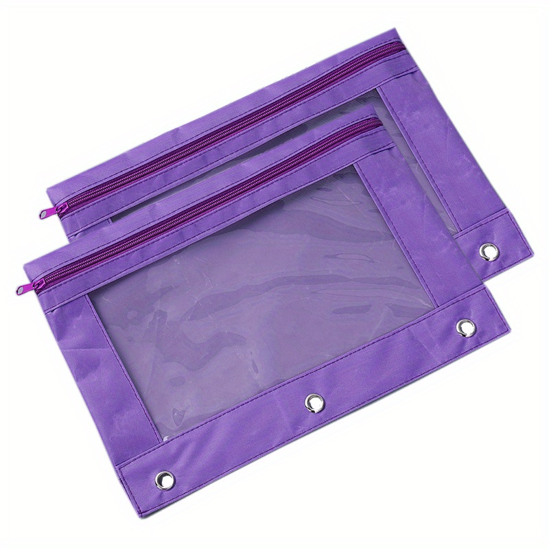 24 pieces Double Zipper 3-Ring Pencil Pouch With Mesh Window