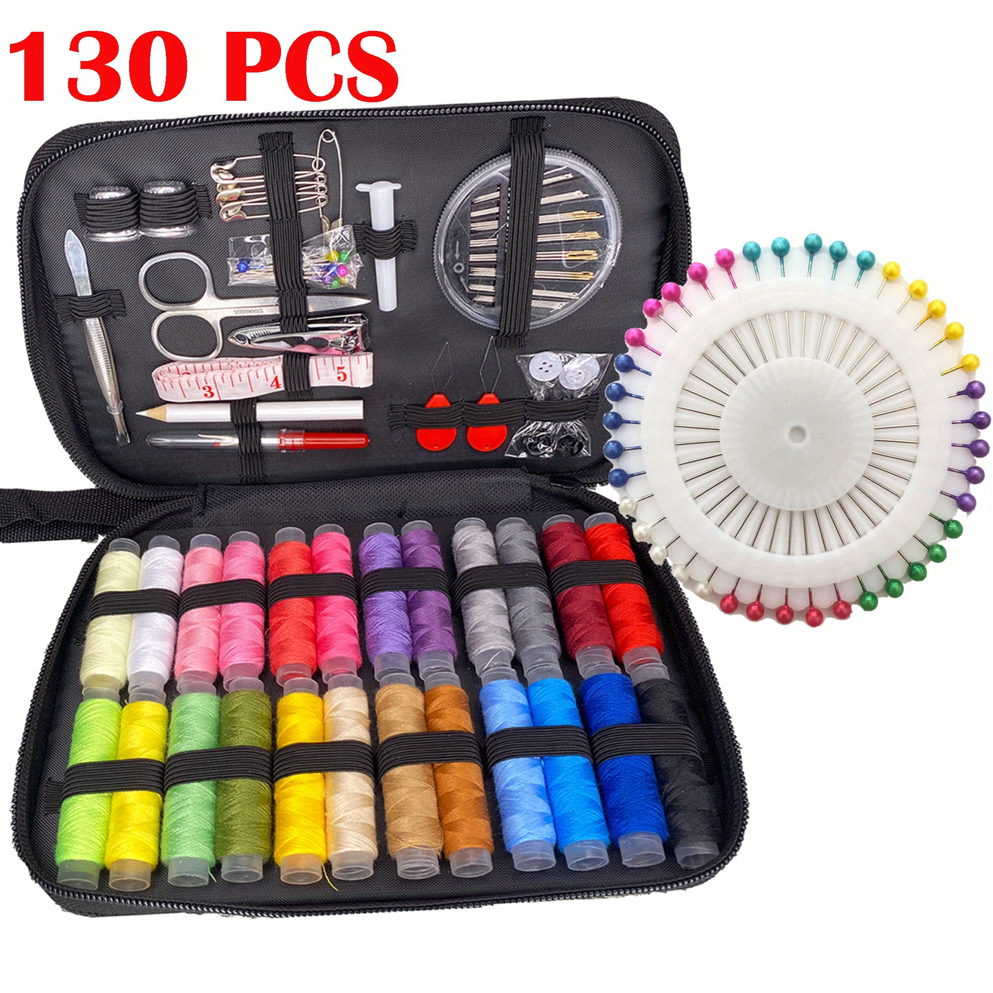 Miumaeov Sewing Kit 90PCS DIY Sewing Accessories Portable Mini Sewing Kit  for Beginner Traveler and Emergency Clothing Fixes Needle and Thread Kit