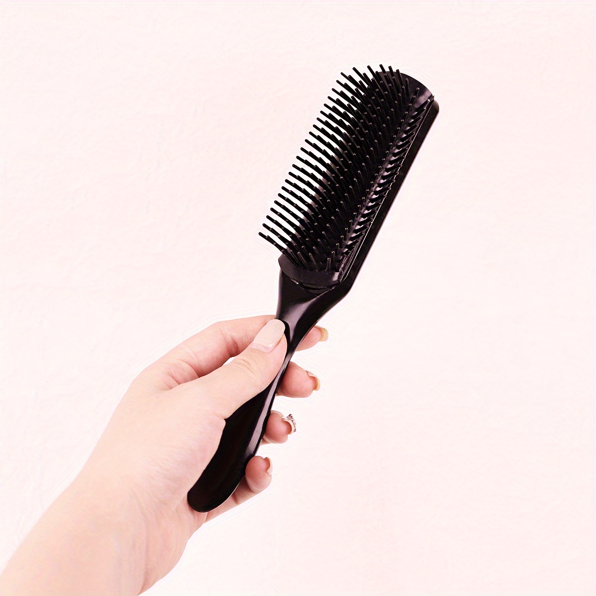 Ergonomic 9-Row Detangling Hair Brush for All Hair Types, Black with ABS Plastic Handle, Perfect for Styling, Volumizing &amp; Curly Hair, Hair Styling Tool|Stylish Hair Tool|Functional Styling Brush