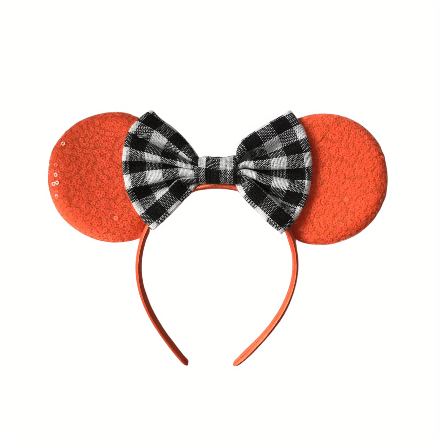 Sequin Mouse Ears Bow Headband Little Mermaid Plaid Bow