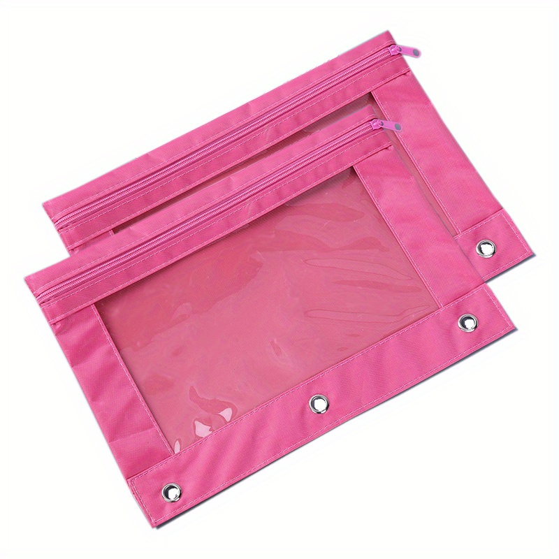  Pink Pencil Pouch for 3 Ring Binder,2 Pack Binder
