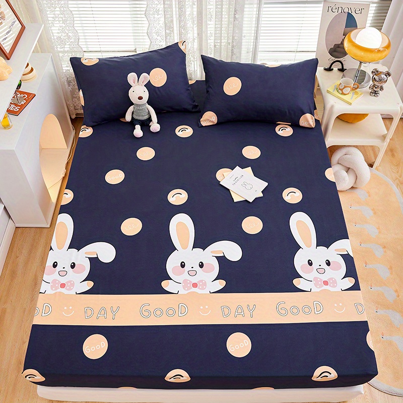 Cute Bear Fitted Sheet Set Dustproof Non slip Mattress - Temu