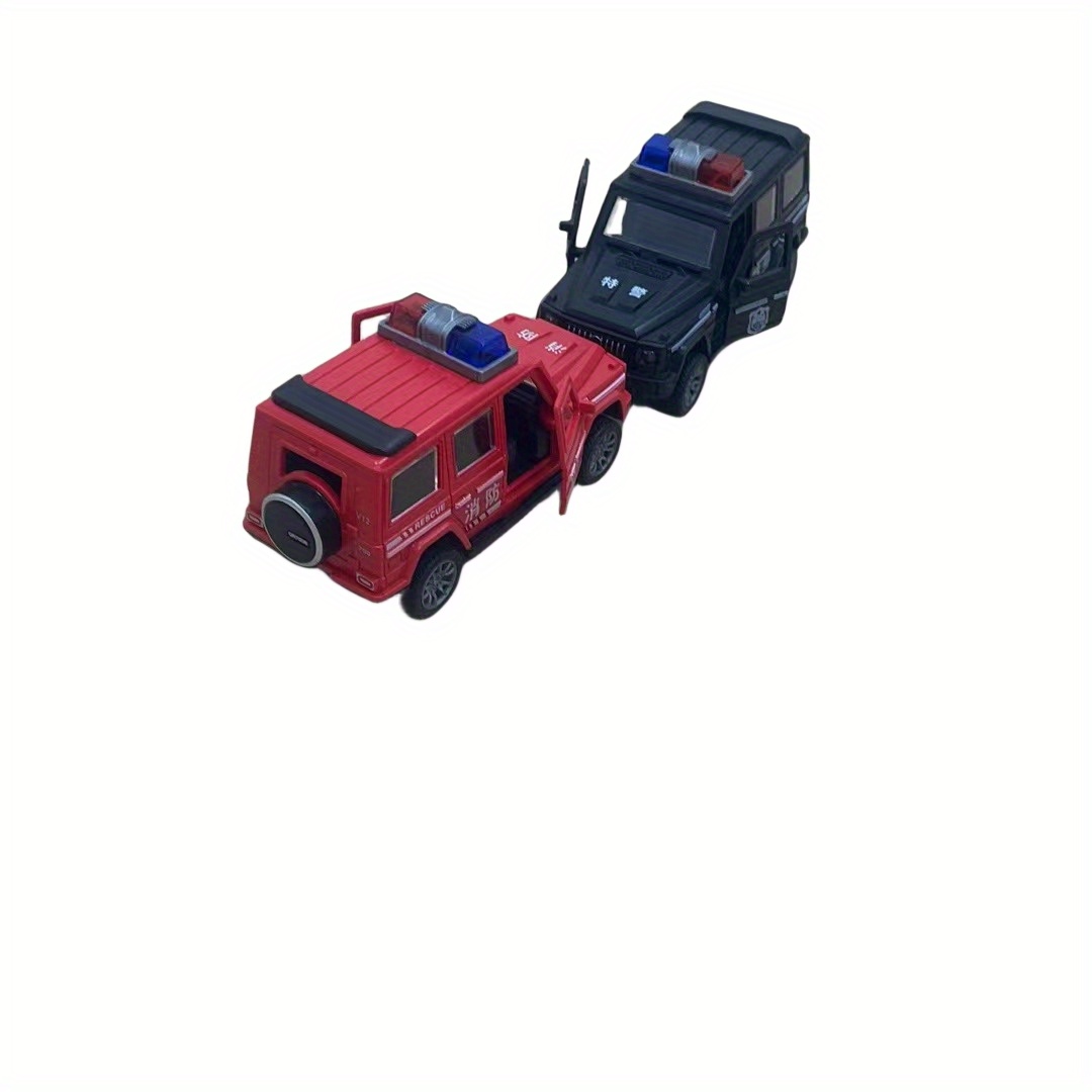 toy car inertia drop resistant openable door police car fire truck model off road small car details 3