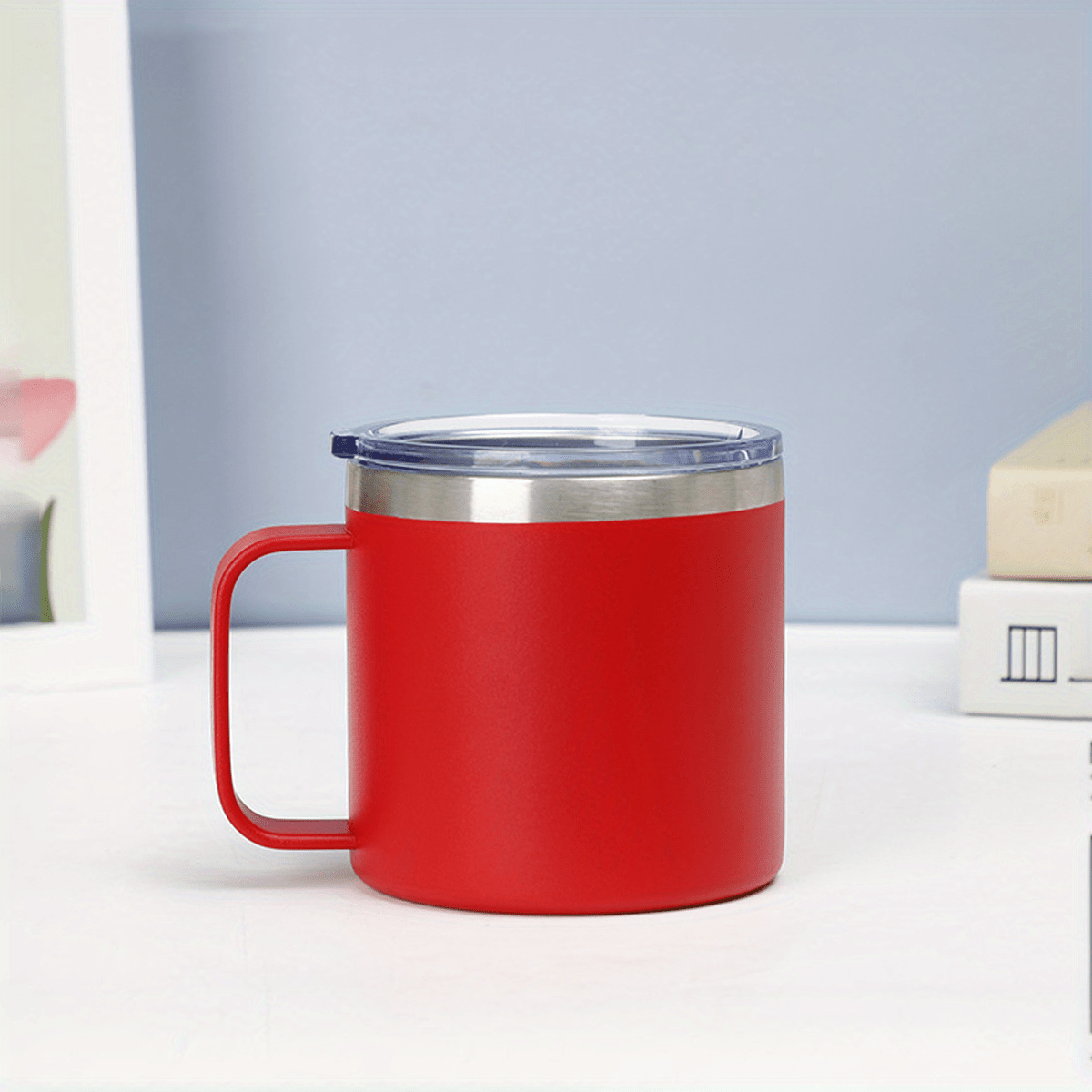 14iz Insulated Stainless Steel Coffee Mug With Lid Portable - Temu