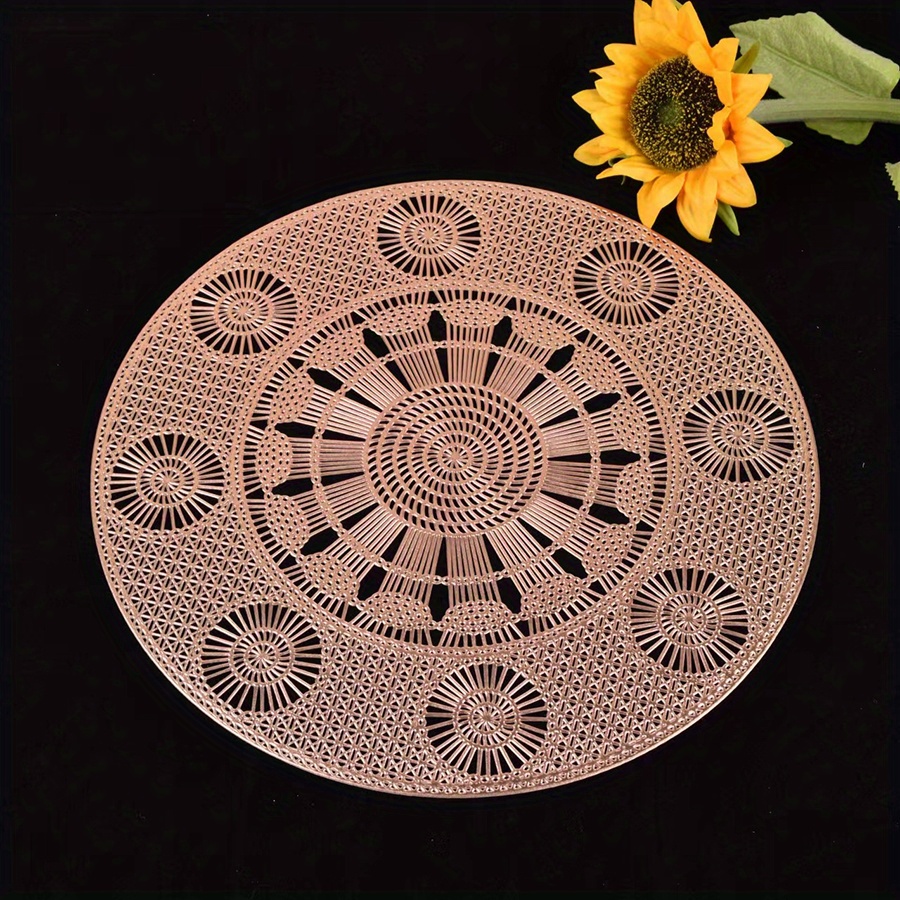 Case of 48 Rose Gold Metallic Non-Slip Placemats, Wheat Design