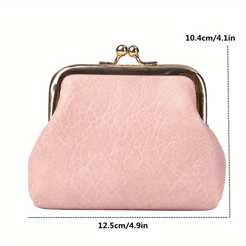 1pc Pink Mini Women's Coin Purse For Mother Daily Shopping Small Clutch Bag  Keychain Pouch Solid Colored Coin Pouch Portable Card Holder