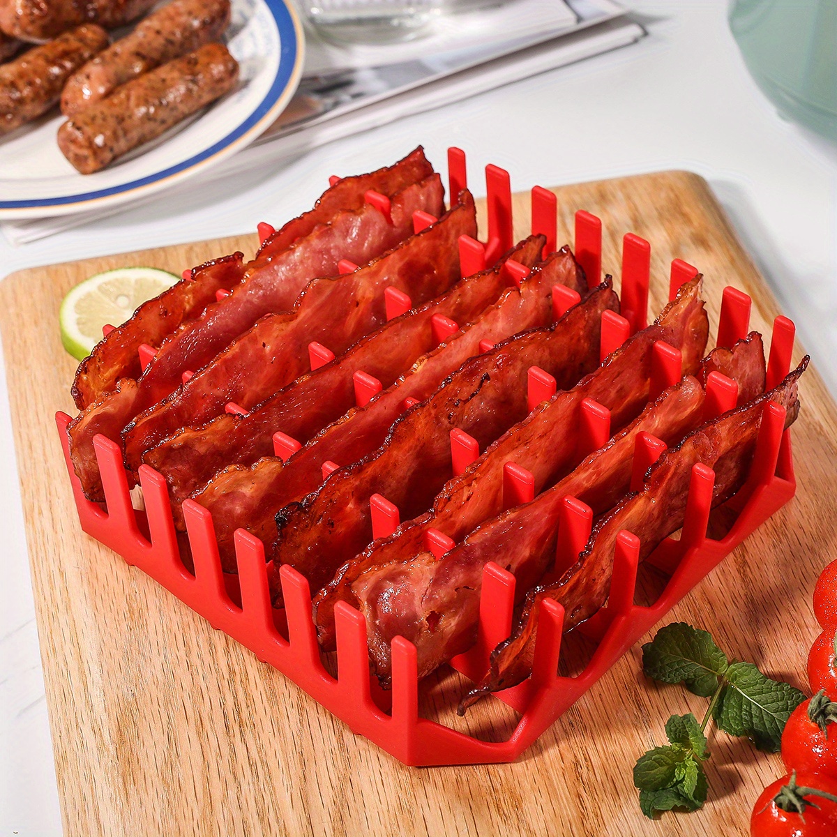 1pc Red Square Silicone Air Fryer Grill, Hot Dog Rack, Bacon Rack, High  Temperature Resistance, BPA Free, Easy To Operate, Easy To Clean,  Dishwasher S