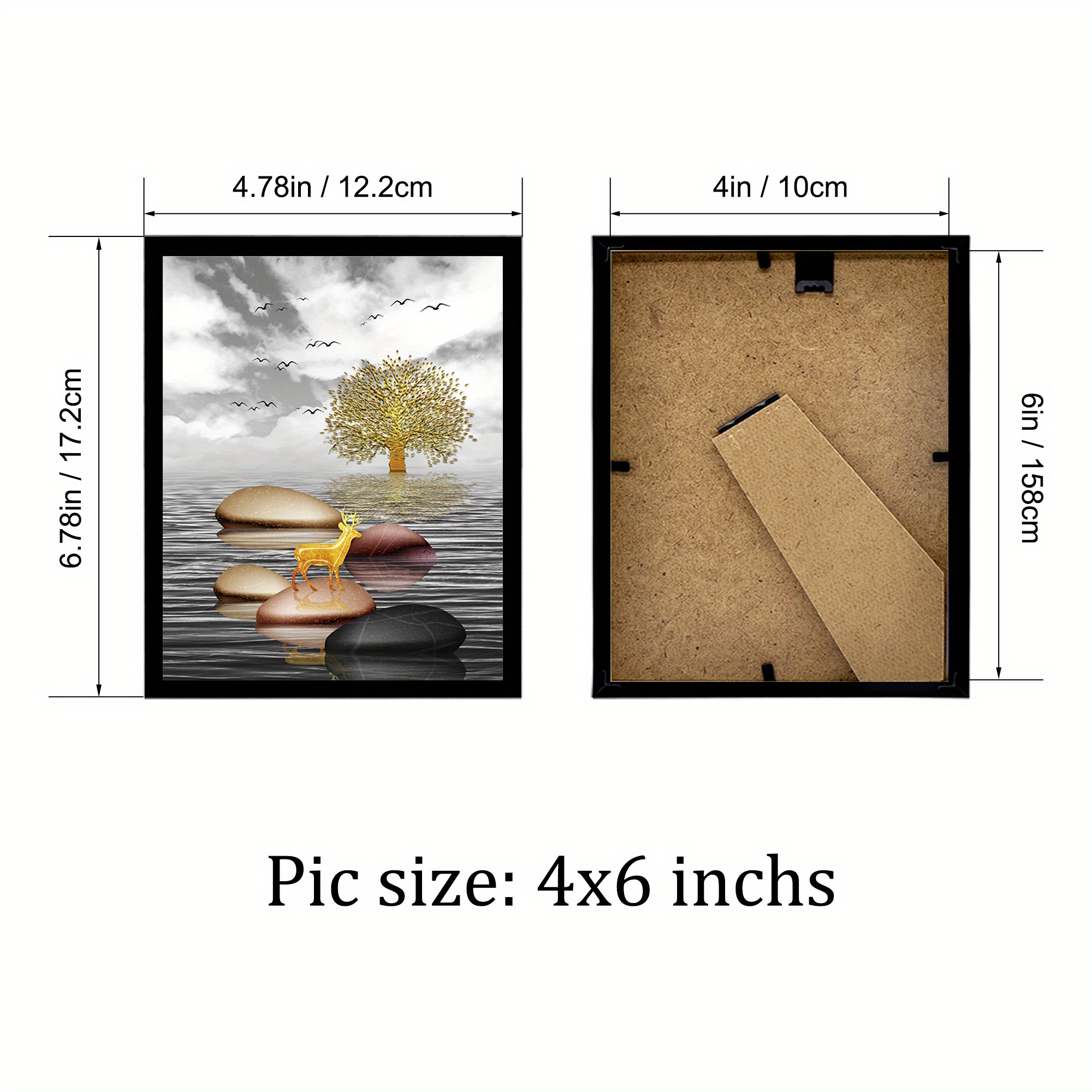 4x6 Picture Frame Set of 4, White Frames for 4 by 6 Photos with Mat, Wall and Tabletop Display, Size: 4 x 6