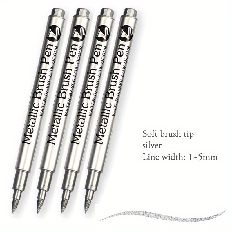 Calligraphy Brush Metallic Marker Pen Art Pens For DIY Scrapbooking Crafts  Black Paper Stationery School Supplies 15/20 Colors