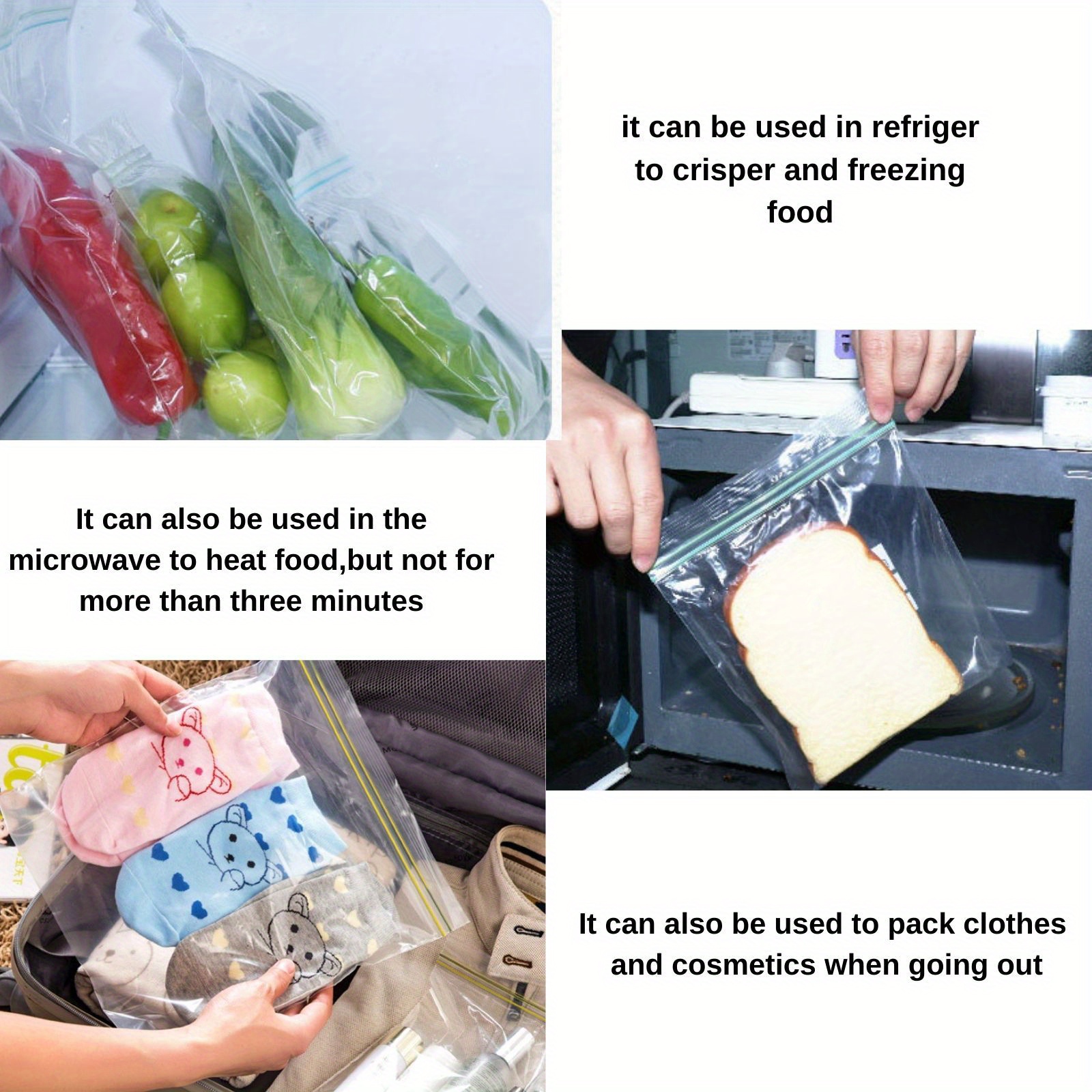 Reusable Double Zipper Bags, Food Storage Bags, Leak-proof Freezer  Fresh-keeping Bags, Fruit And Vegetable Freezer Storage Bags, Sandwich Bags  For Lunch, Meat And Veggies, Sealed Bags, Travel Camping And Picnic  Supplies, Kitchen