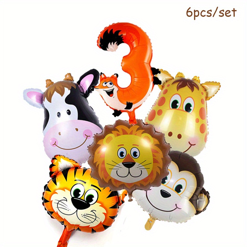 ANIMAL JUNGLE SAFARI Balloons Theme BIRTHDAY PARTY KIDS NUMBER FOIL balon  Decor