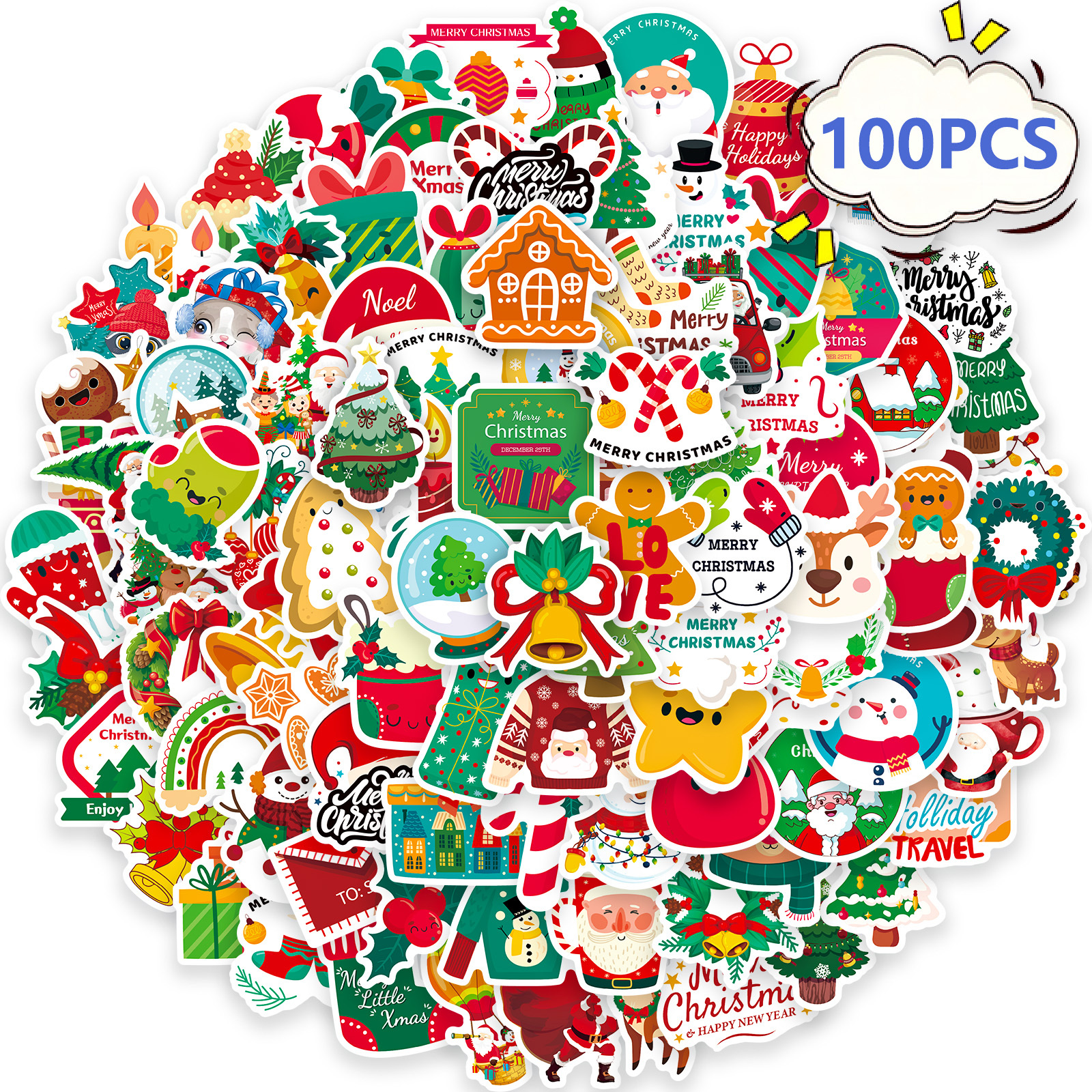 Christmas Stickers, Christmas Decorations Vinyl Waterproof Santa