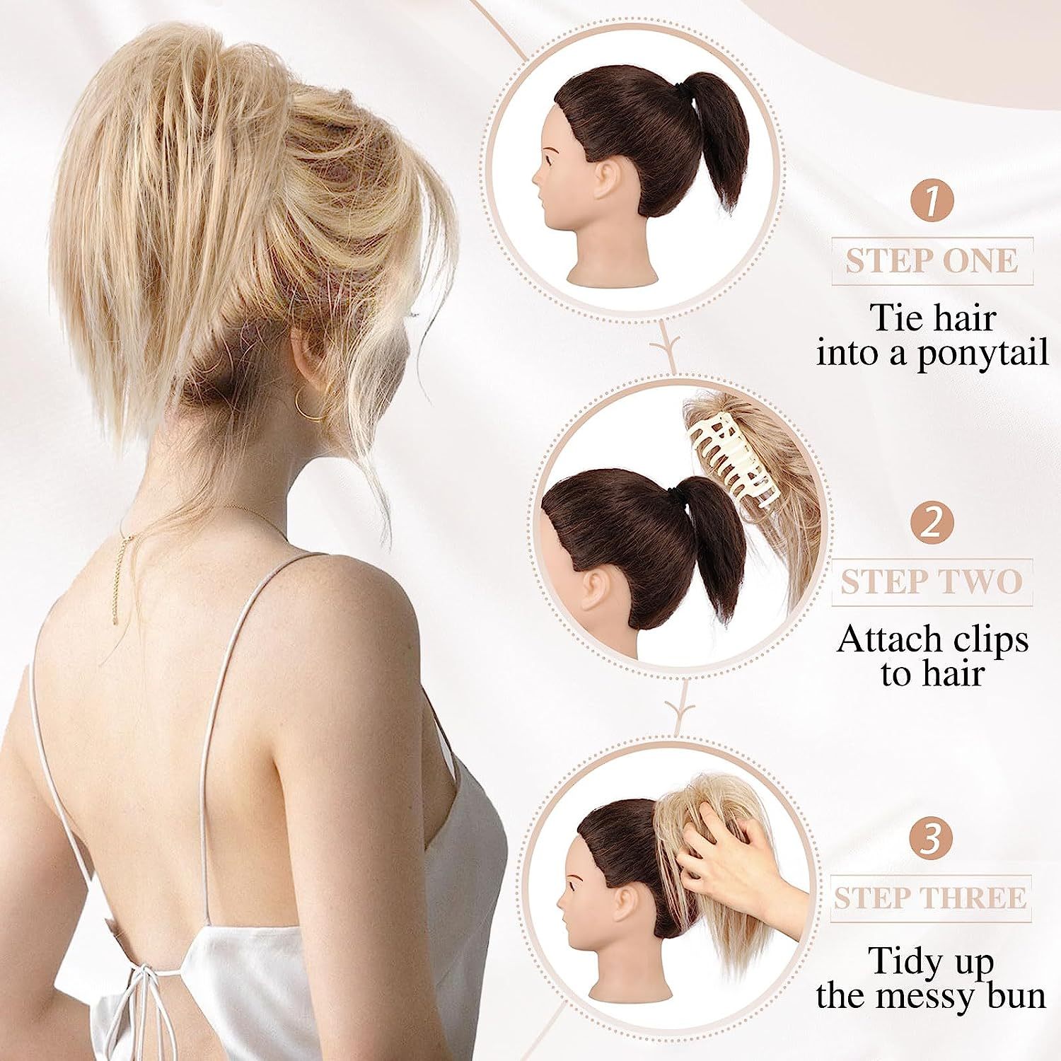 Messy Bun Tutorial - Easy And Quick Hairstyle With Claw Clip, Self Hair