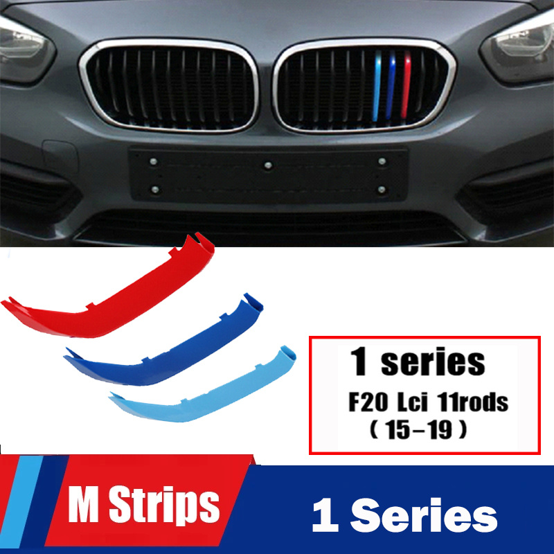 Für BMW 1er F20 LCI 2015 Bis 2019 9rod 11 Rod Auto 3D M Styling Frontgrill  Zierleiste Stoßstangenabdeckung Streifen Aufkleber Externe Dekoration
