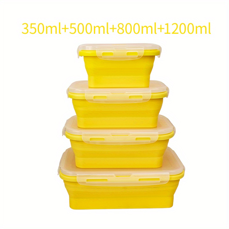 4 Size Choose Silicone Rectangle Lunch Box Collapsible Bento Box Folding  Food Container Bowl 350/500/800/1200ml for Dinnerware