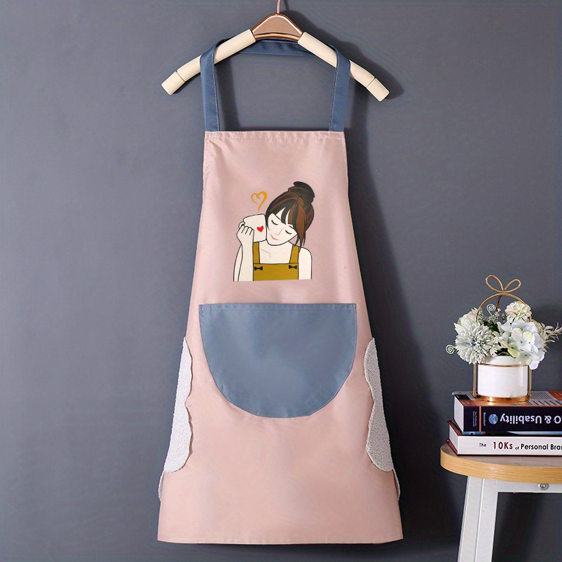 Polyester Apron Cute Flower Kitchen Household Oil proof - Temu