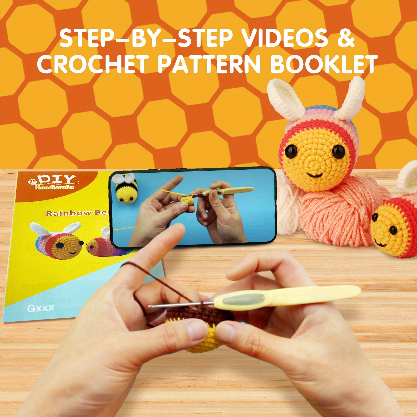 Crochet Kit for Beginners - Little Cute Bee Animal Knitting Sets, Learn to  Crochet Kits for Adults and Kids, Crochet Starter Kit with Step-by-Step
