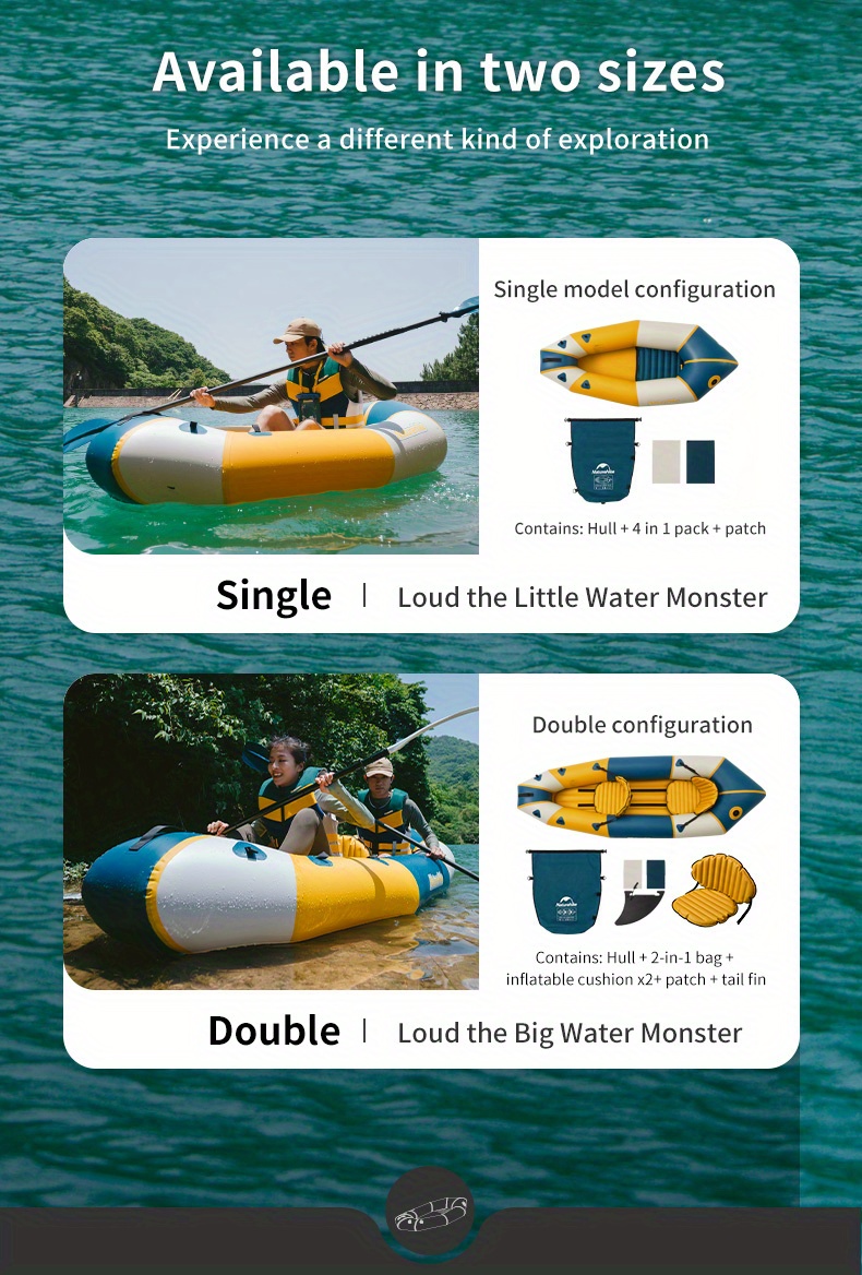 Portable 2 Person Inflatable Fishing Boat For Outdoor - Temu