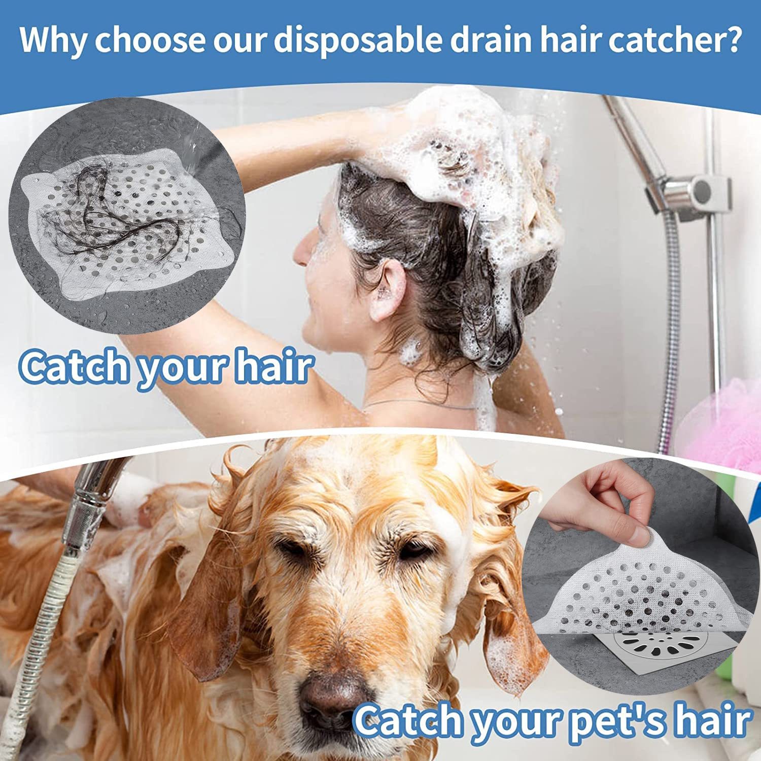 SILICONE HAIR CATCHER White Drain Protector Hair Collector Shower Wall  $16.14 - PicClick AU
