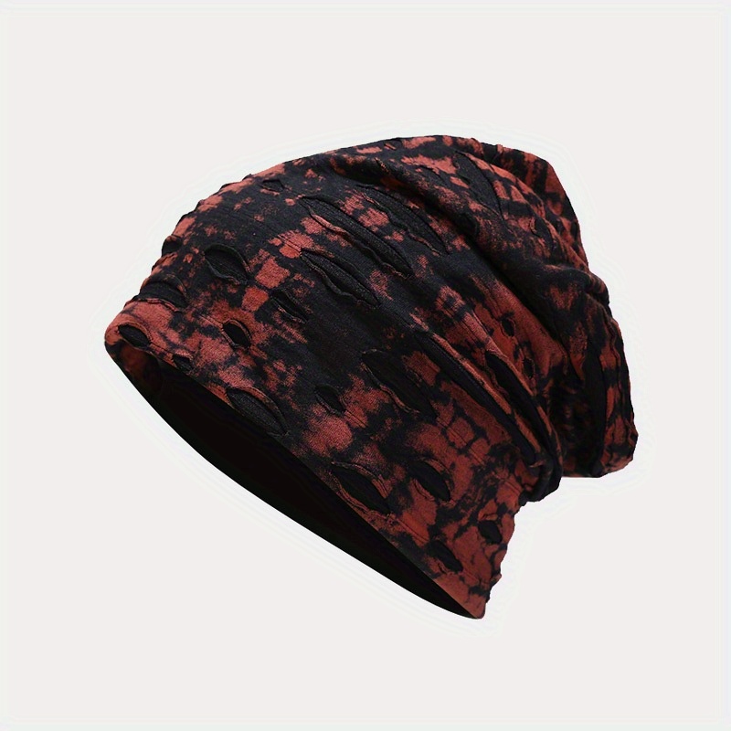 Hip Hop Pleated Slouchy Beanies Unisex Elastic Skull Vintage Tie