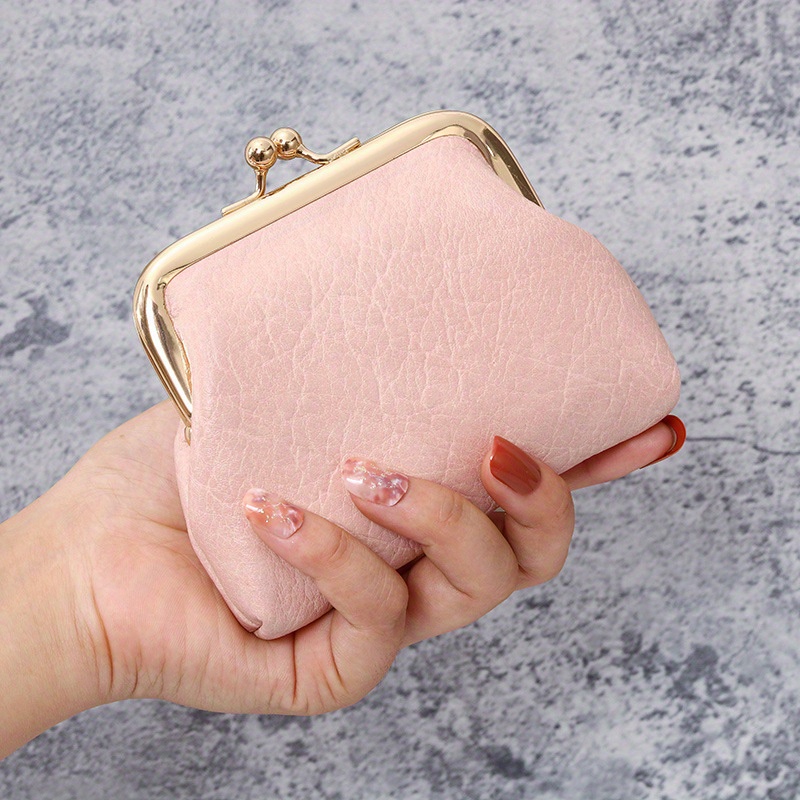 1pc Pink Mini Women's Coin Purse For Mother Daily Shopping Small Clutch Bag  Keychain Pouch Solid Colored Coin Pouch Portable Card Holder