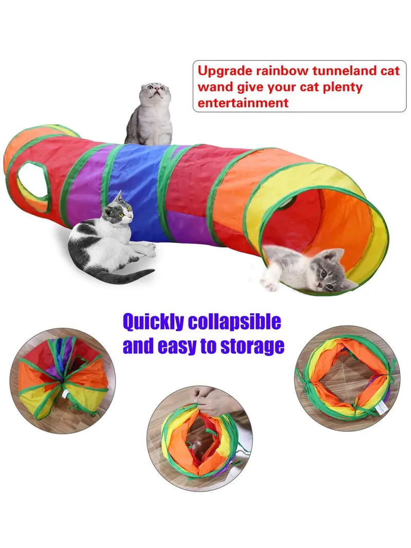 1pc foldable rainbow cat toy interactive drill bucket breathable plastic multi functional indoor outdoor cat playhouse with multiple color options cat playhouse indoor vibrant pet accessory durable pet item details 4