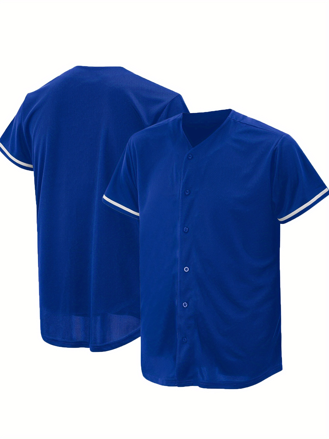 Solid V-Neck Baseball Shirt, Men's Retro Classic Breathable Button Up Sports Uniform on Shirt for Training,Temu