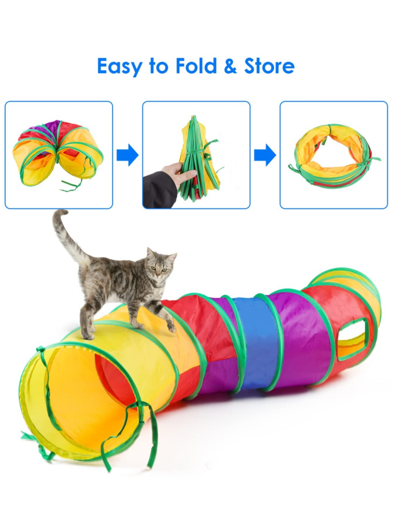 New Rainbow Decor Cat Tunnel Toy Foldable Breathable Pet Cat Temu