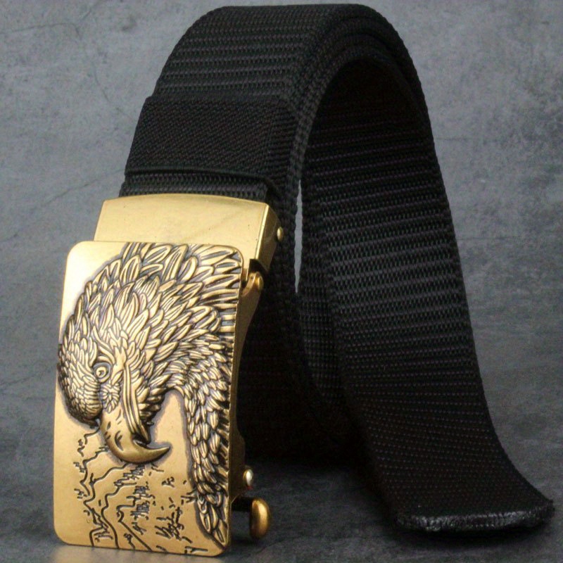 Men's Golden Eagle Buckle Pattern Leather Belt