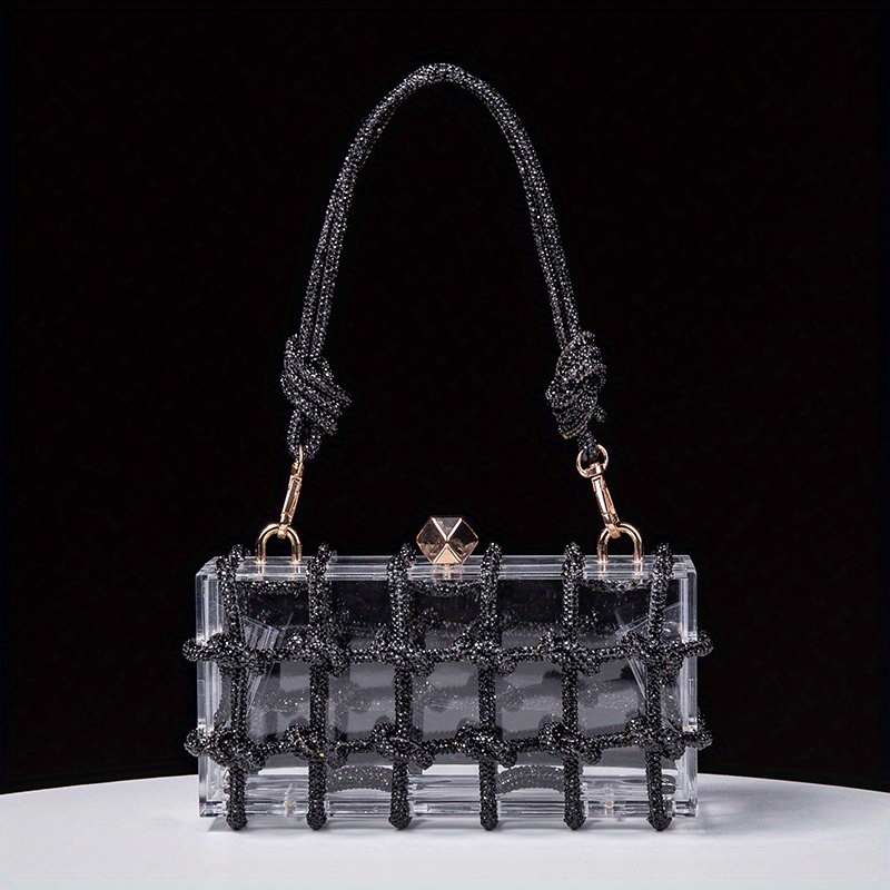 Transparent Rhinestone Evening Bag, Clear Acrylic Dinner Clutch, Formal  Banquet Handbag For Wedding Party Prom - Temu