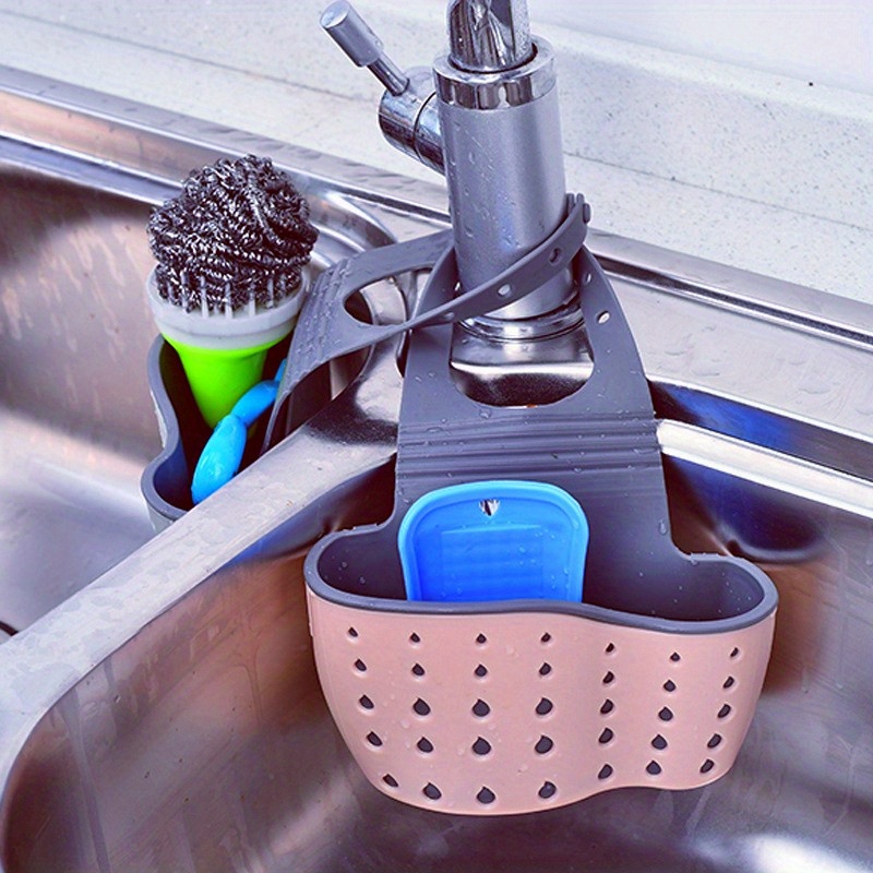 1pc Kitchen Organizer, Adjustable Snap Sink Sponge Holder, Kitchen Hanging  Drain Basket, Kitchen Gadget