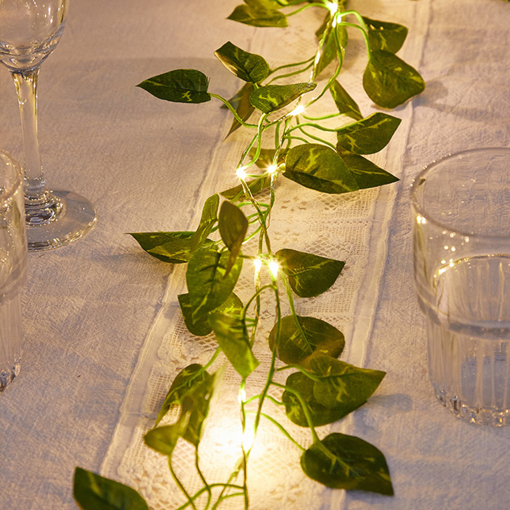 Artificial Plants Led String Lights Scindapsus Leaves String Temu