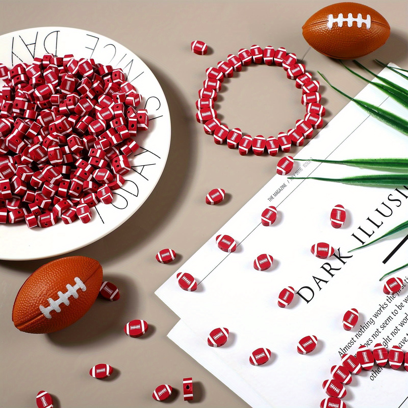 Sports Ball Beads Jewelry Making Sports Polymer Clay Beads - Temu