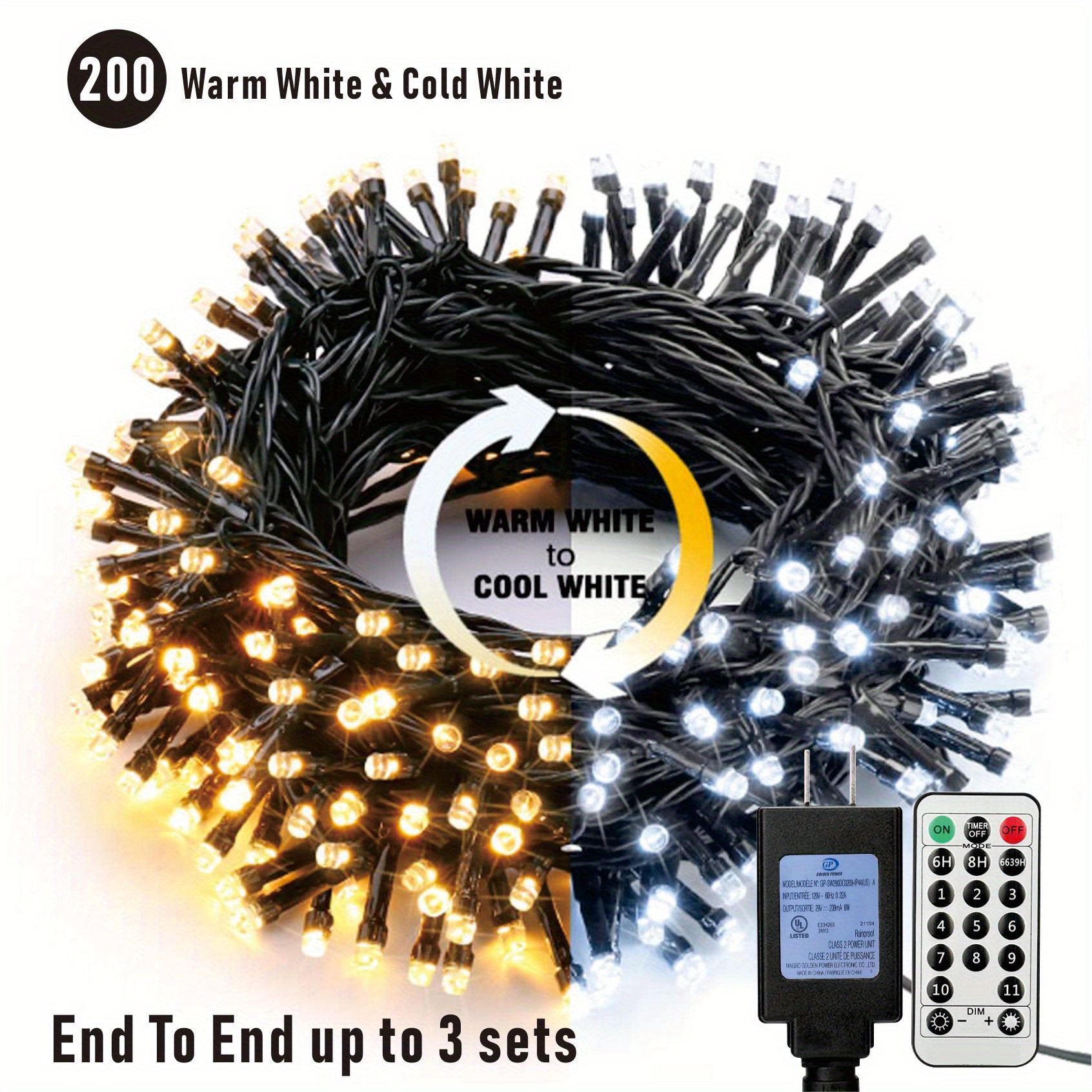 Tcamp Color Changing Christmas Tree Lights Outdoor Indoor, 800 LED 262ft  Warm White Multicolor Chris…See more Tcamp Color Changing Christmas Tree