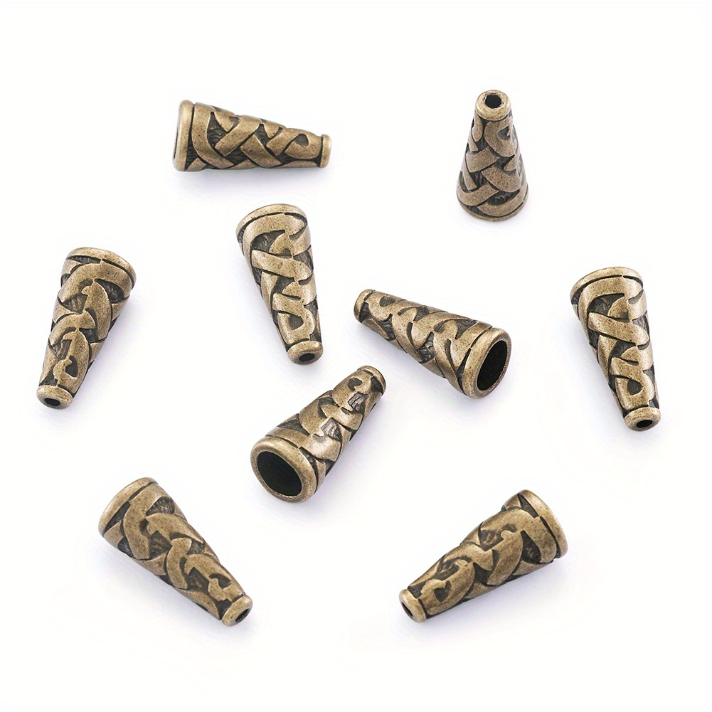 30pcs Bead Cone Metal End Caps Apetalous Spacer Beads Stopper Terminators  For DIY Earrings Bracelet Jewelry Making Supplies, Golden/Silvery/Bronze